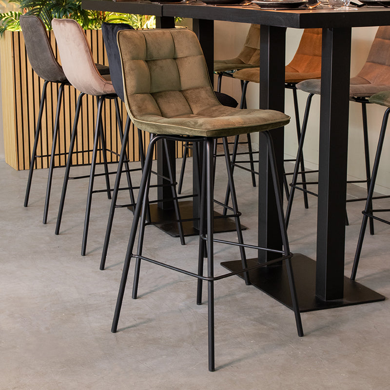 Label51 - Tabouret de bar Bistro - Velours - Vert chasseur - 44 x 51 x 105 cm