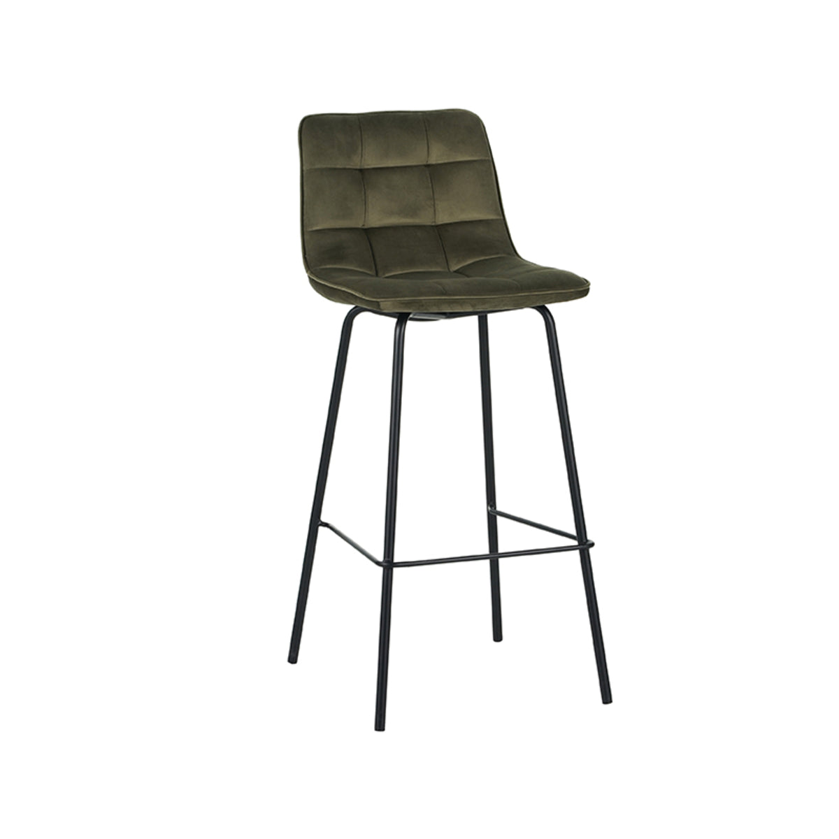 Label51 - Tabouret de bar Bistro - Velours - Vert chasseur - 44 x 51 x 105 cm