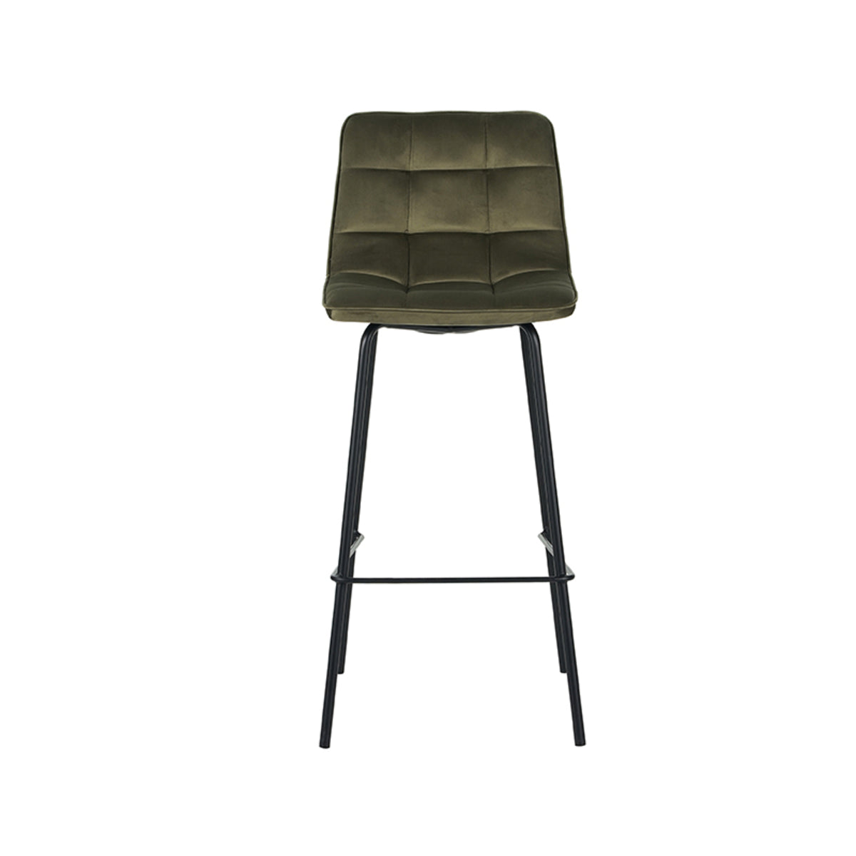 Label51 - Tabouret de bar Bistro - Velours - Vert chasseur - 44 x 51 x 105 cm