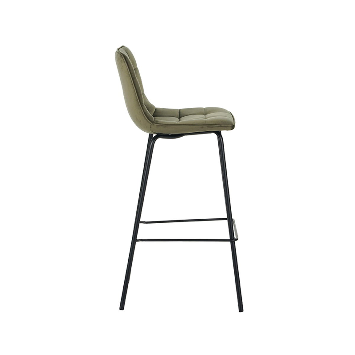 Label51 - Tabouret de bar Bistro - Velours - Vert chasseur - 44 x 51 x 105 cm