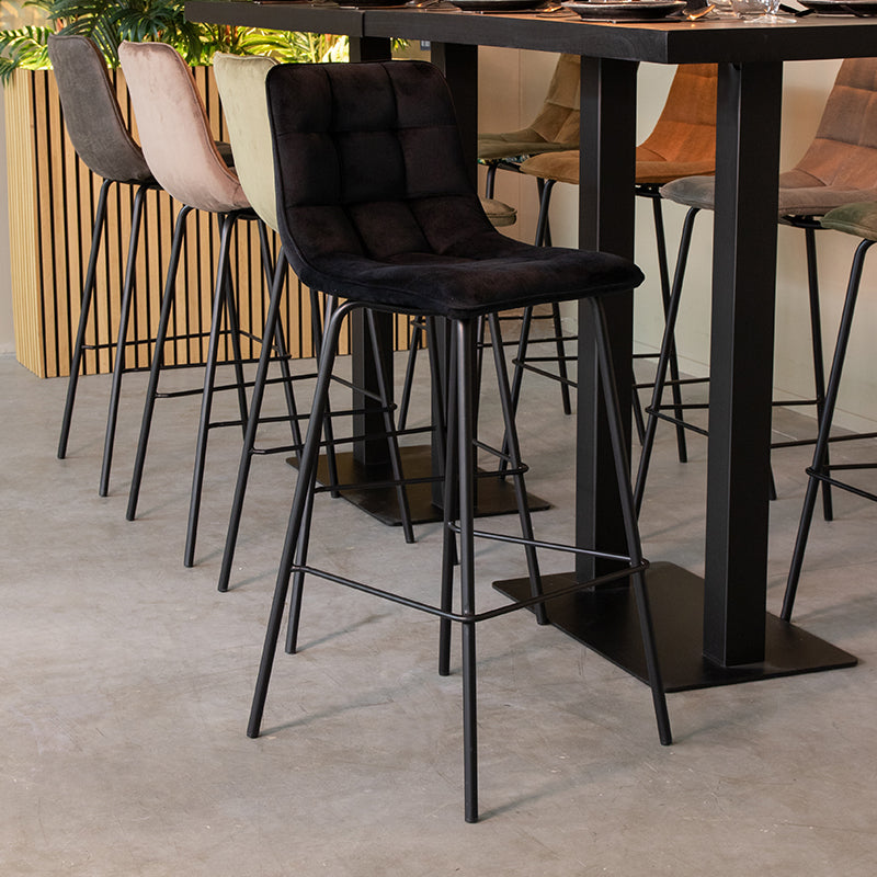 Label51 - Tabouret de bar Bistro - Velours - Noir - 44 x 51 x 105 cm