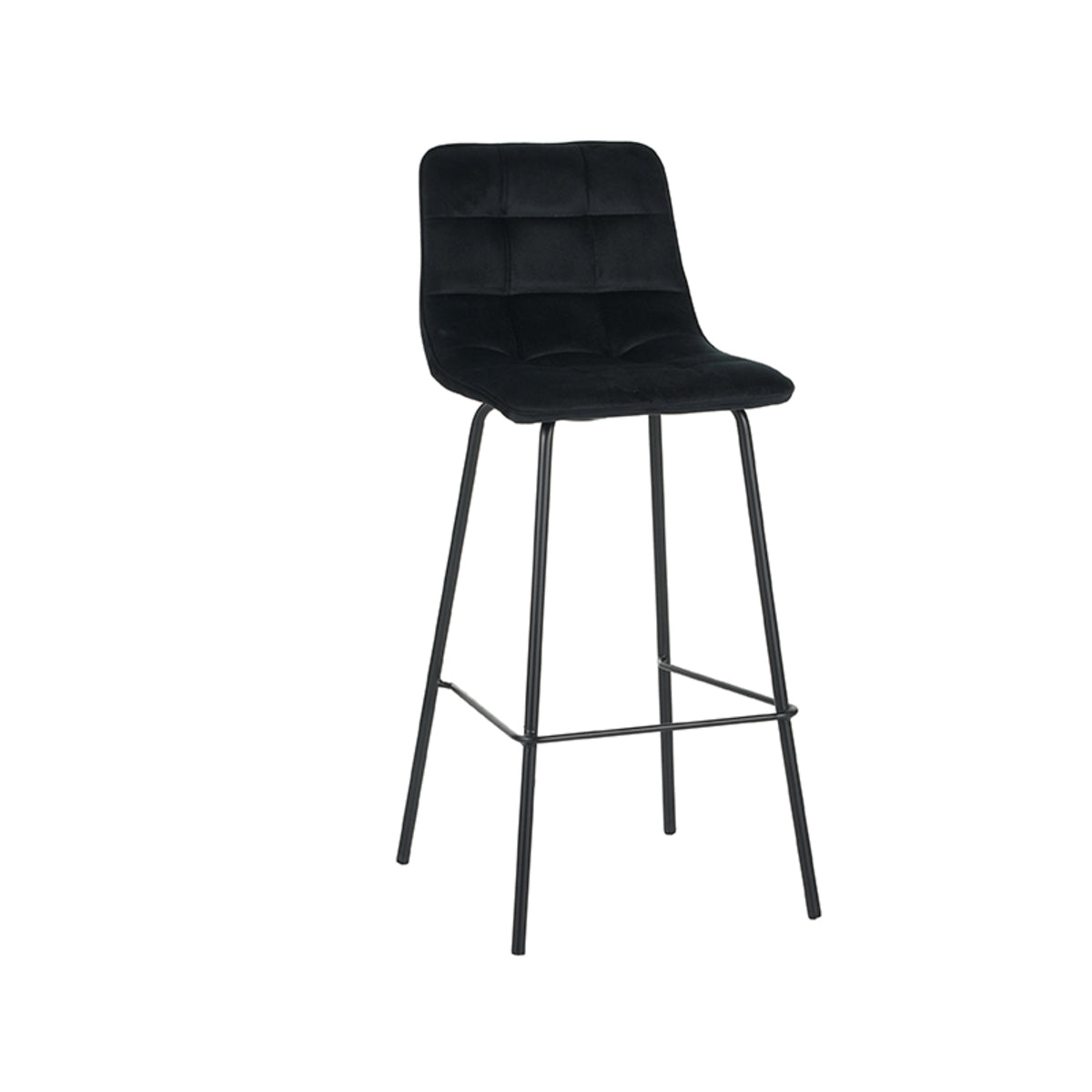 Label51 - Tabouret de bar Bistro - Velours - Noir - 44 x 51 x 105 cm