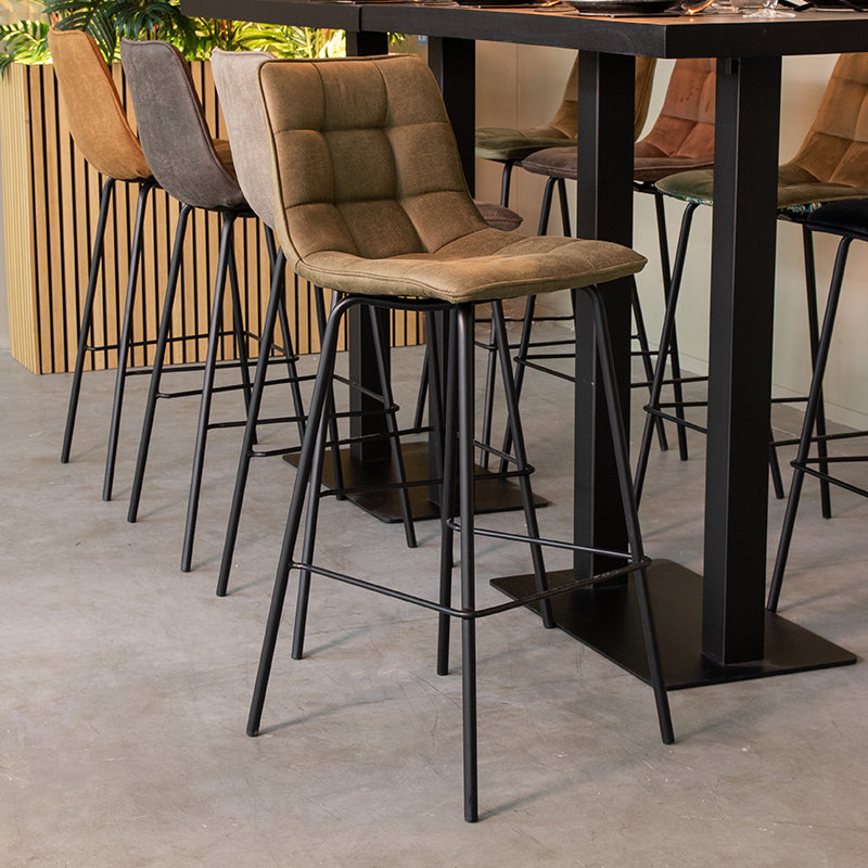 Label51 - Tabouret de bar Bistro - Microsuède - Vert mousse - 44 x 51 x 105 cm
