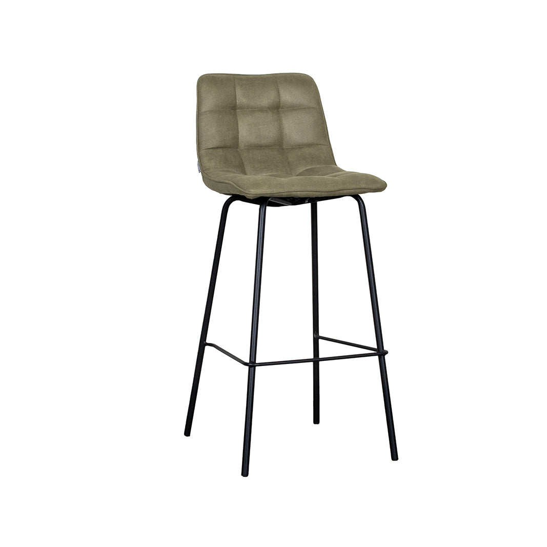 Label51 - Tabouret de bar Bistro - Microsuède - Vert mousse - 44 x 51 x 105 cm