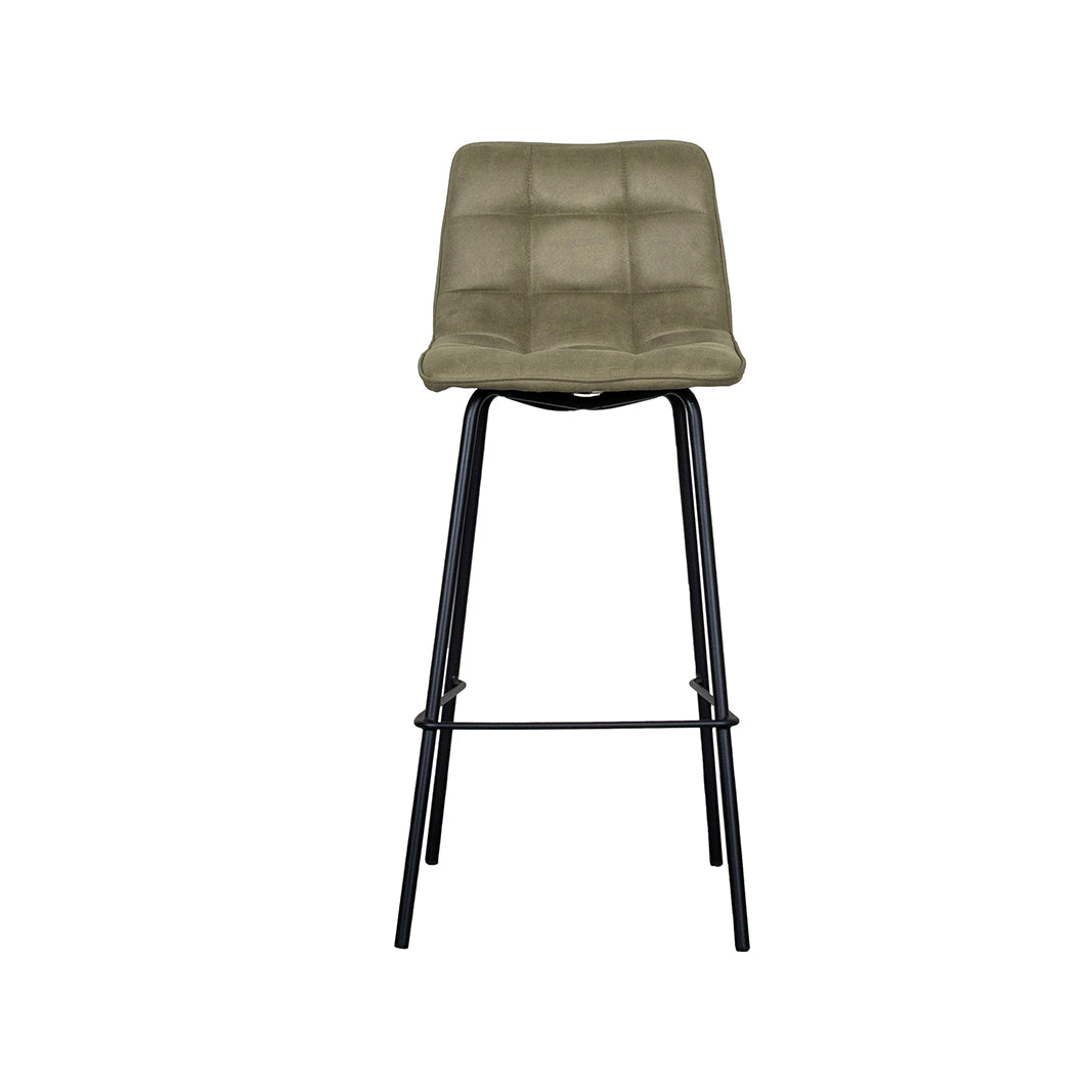 Label51 - Tabouret de bar Bistro - Microsuède - Vert mousse - 44 x 51 x 105 cm