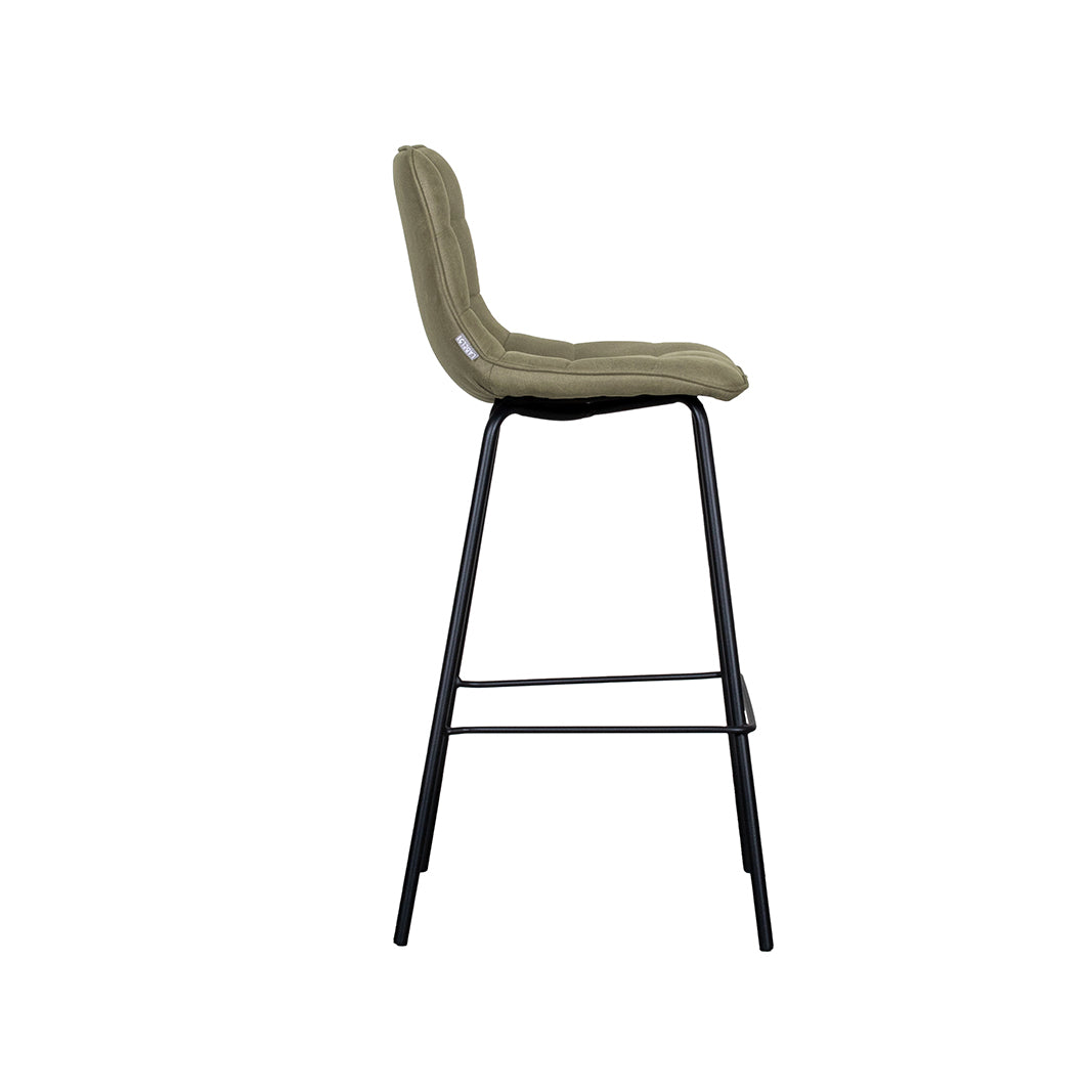 Label51 - Tabouret de bar Bistro - Microsuède - Vert mousse - 44 x 51 x 105 cm