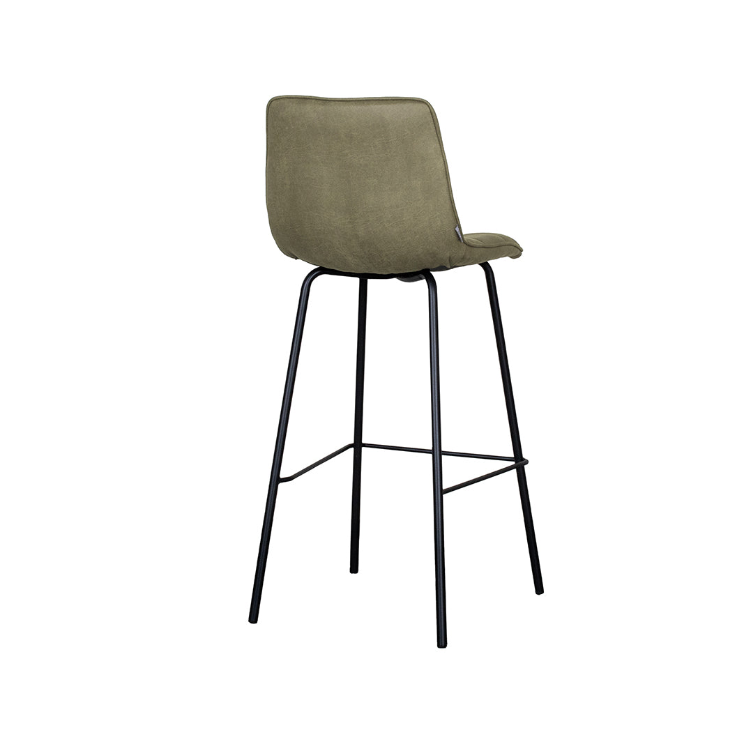 Label51 - Tabouret de bar Bistro - Microsuède - Vert mousse - 44 x 51 x 105 cm