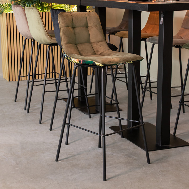 Label51 - Tabouret de bar Bistro - Velours - Vert chasseur - 44 x 51 x 105 cm
