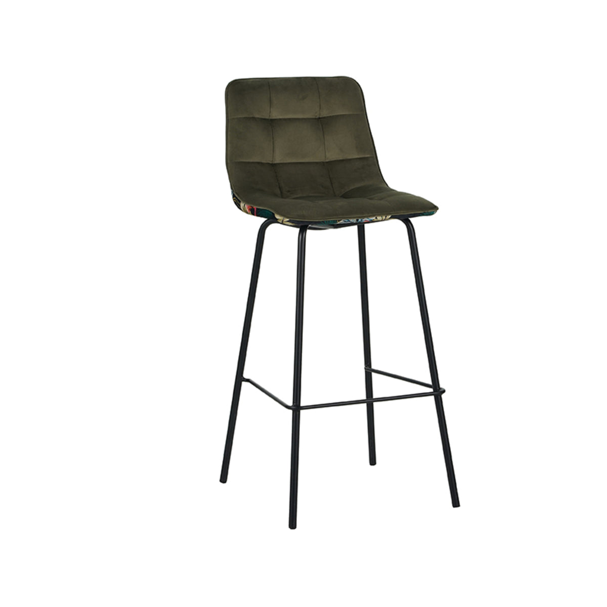 Label51 - Tabouret de bar Bistro - Velours - Vert chasseur - 44 x 51 x 105 cm