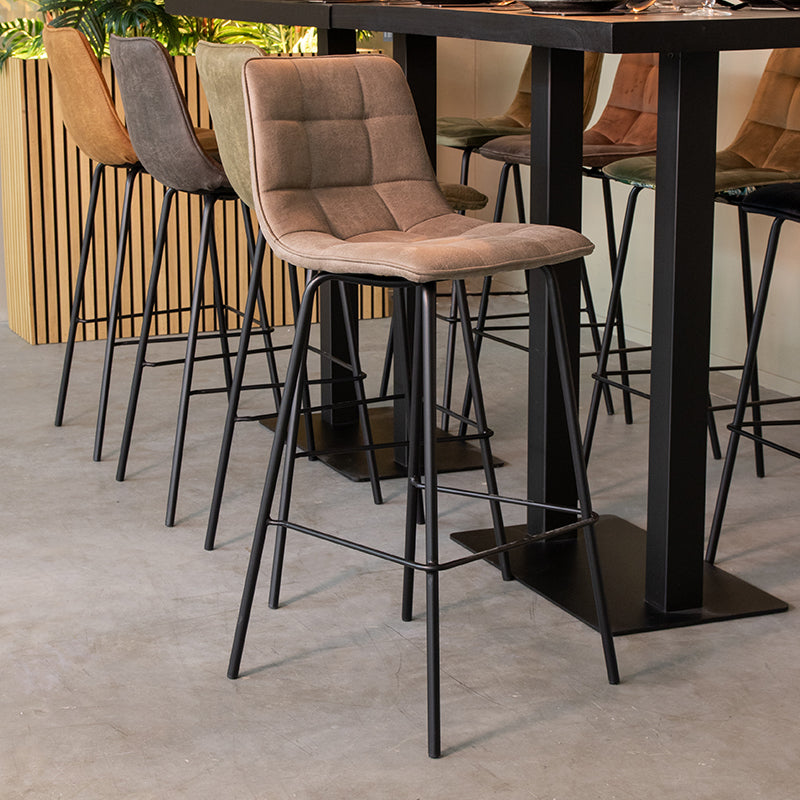 Label51 - Barkruk Bistro - Microsuède - Taupe - 44 x 51 x 105 cm