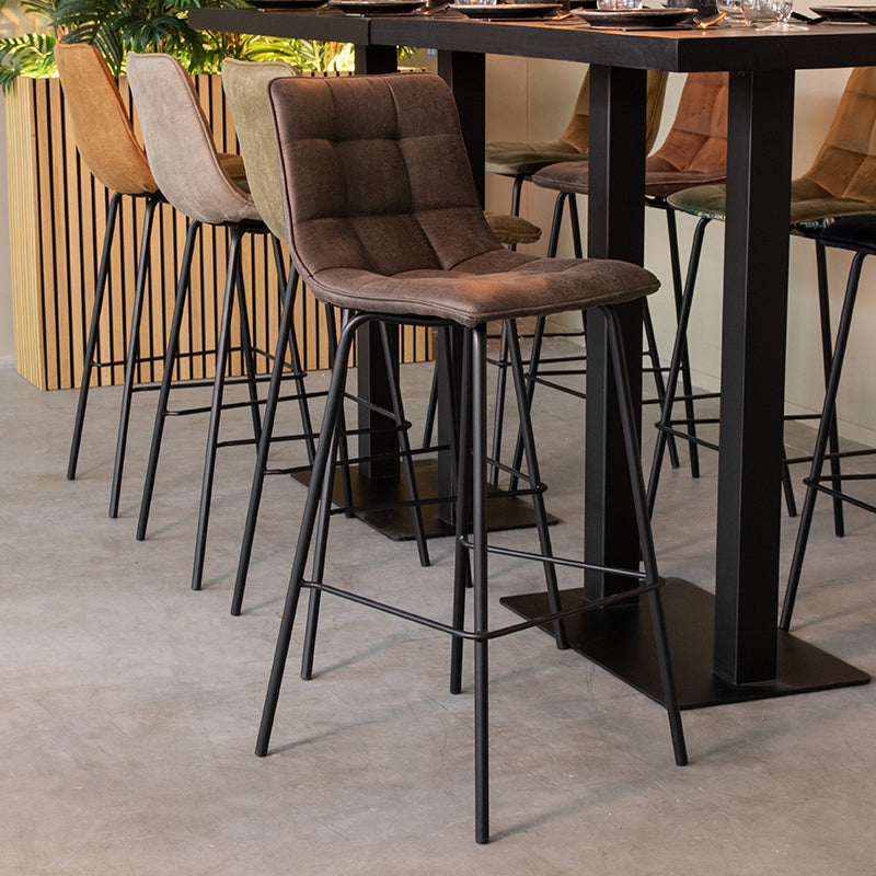 Label51 - Tabouret de bar Bistro - Microsuède - Anthracite - 44 x 51 x 105 cm