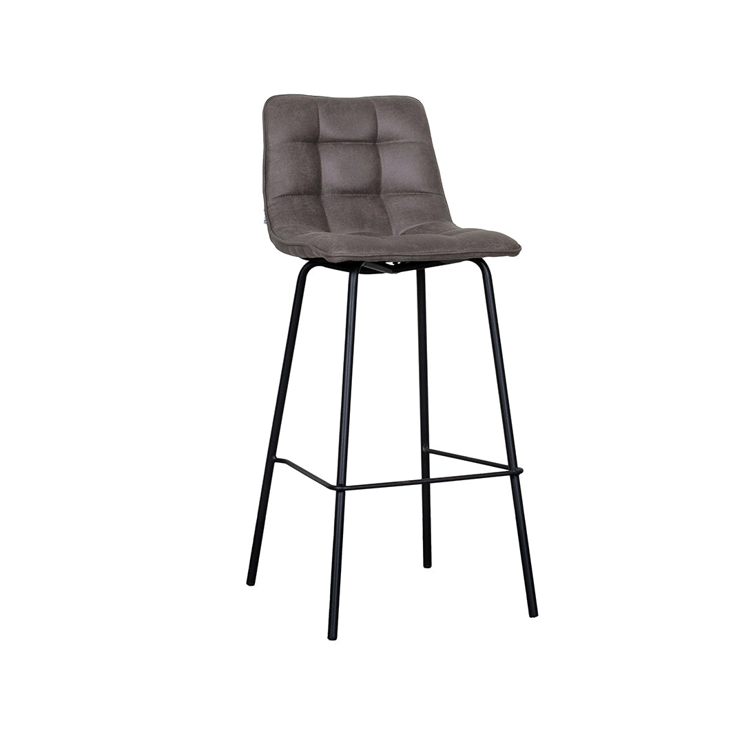Label51 - Tabouret de bar Bistro - Microsuède - Anthracite - 44 x 51 x 105 cm