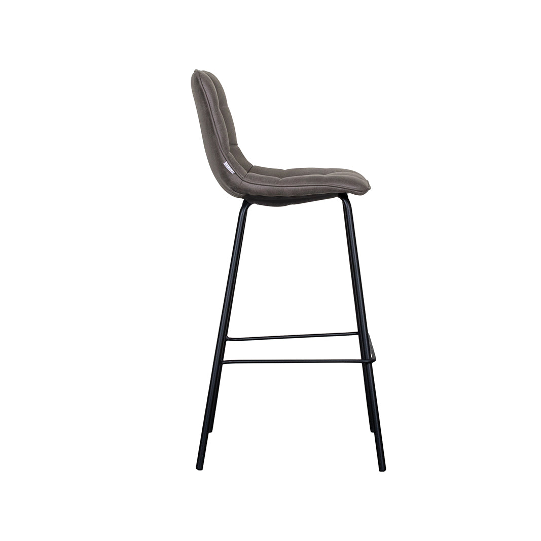 Label51 - Tabouret de bar Bistro - Microsuède - Anthracite - 44 x 51 x 105 cm