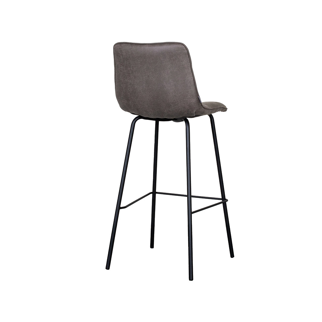 Label51 - Tabouret de bar Bistro - Microsuède - Anthracite - 44 x 51 x 105 cm