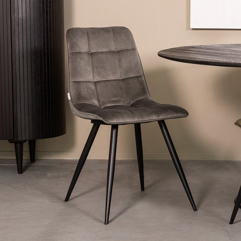 Label51 - Eetkamerstoel Bistro - Velours - Taupe - 46 x 59 x 86 cm