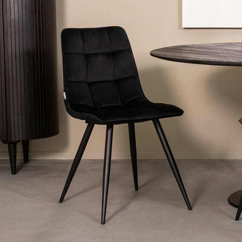 Label51 - Chaise de salle à manger Bistro - Velours - Noir - 46 x 59 x 86 cm