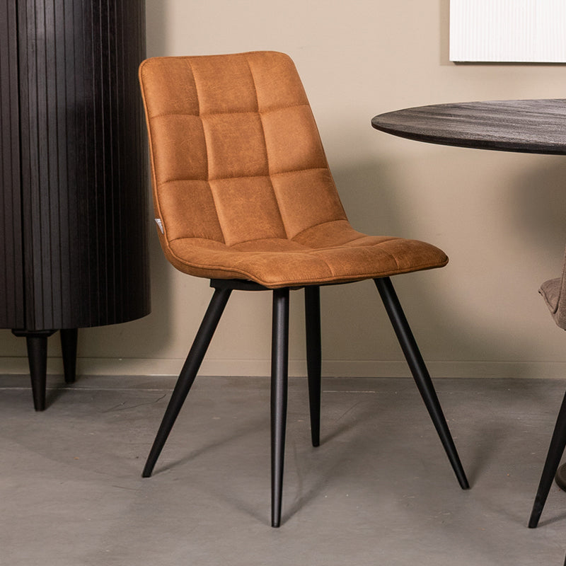 Label51 - Chaise de salle à manger Bistro - Microsuède - Cognac - 46 x 59 x 86 cm