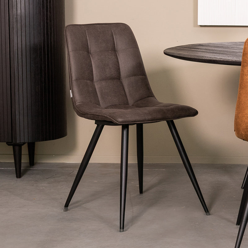 Label51 - Chaise de salle à manger Bistro - Microsuède - Anthracite - 46 x 59 x 86 cm