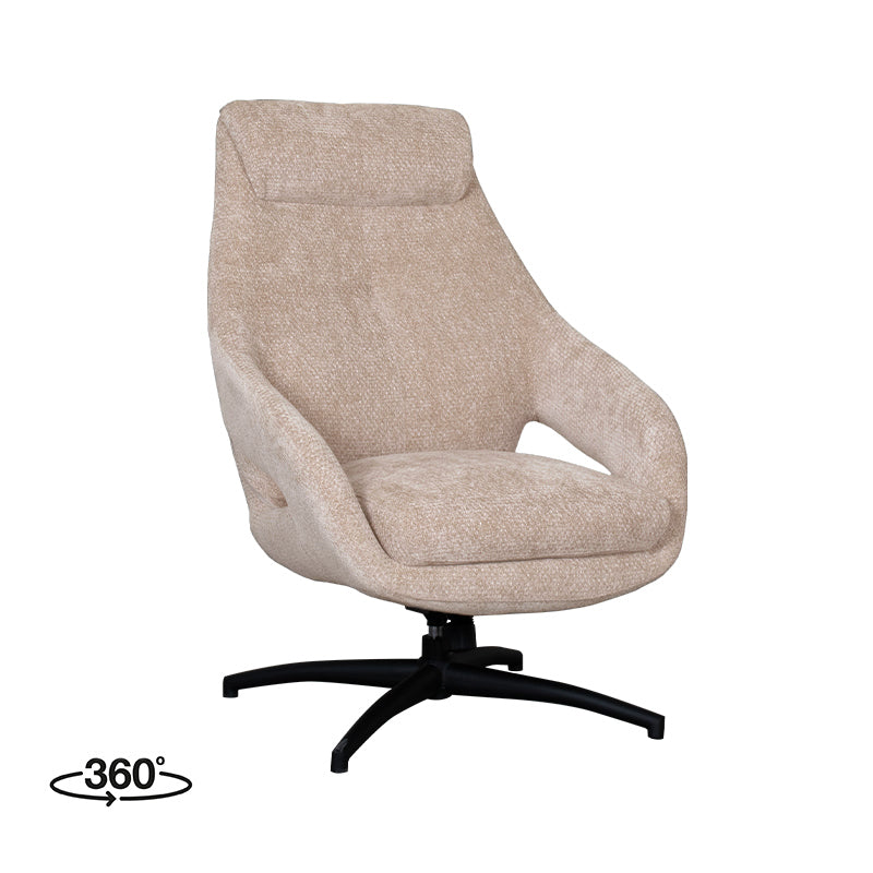 Label51 - Fauteuil pivotant Maxwell - Tissu - Argile - 75 x 84 x 108 cm