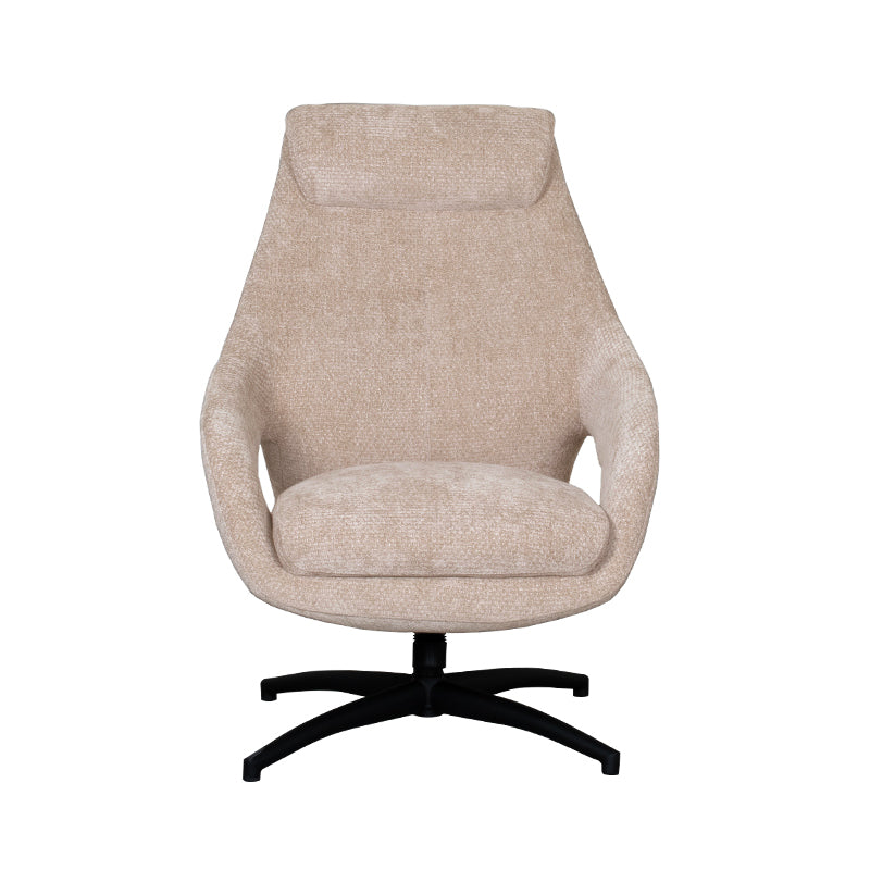 Label51 - Fauteuil pivotant Maxwell - Tissu - Argile - 75 x 84 x 108 cm