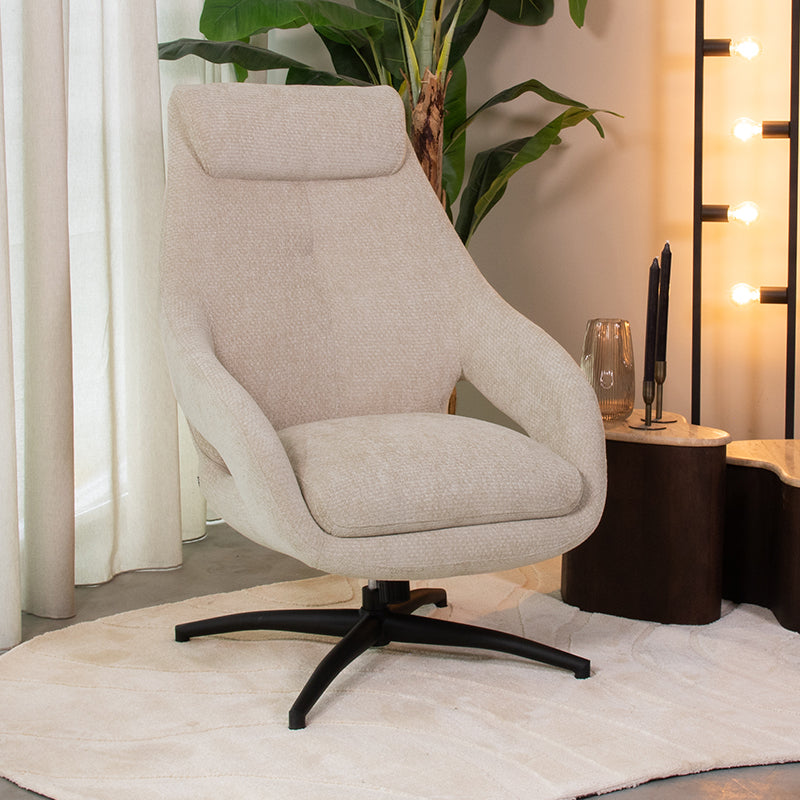 Label51 - Fauteuil pivotant Maxwell - Tissu - Naturel - 75 x 84 x 108 cm