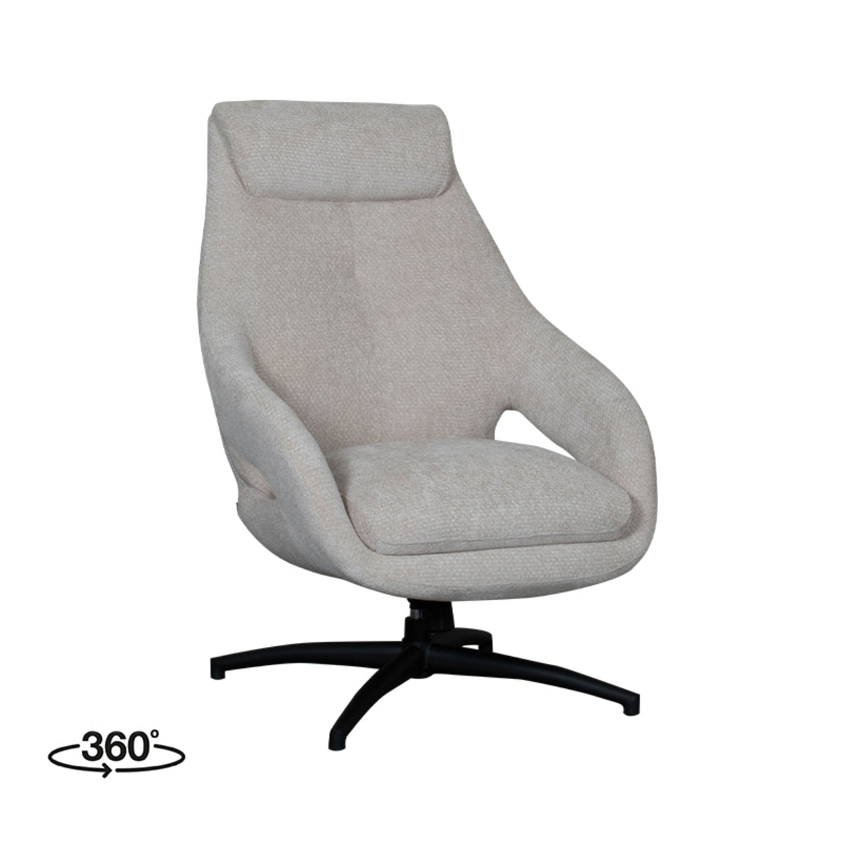 Label51 - Fauteuil pivotant Maxwell - Tissu - Naturel - 75 x 84 x 108 cm