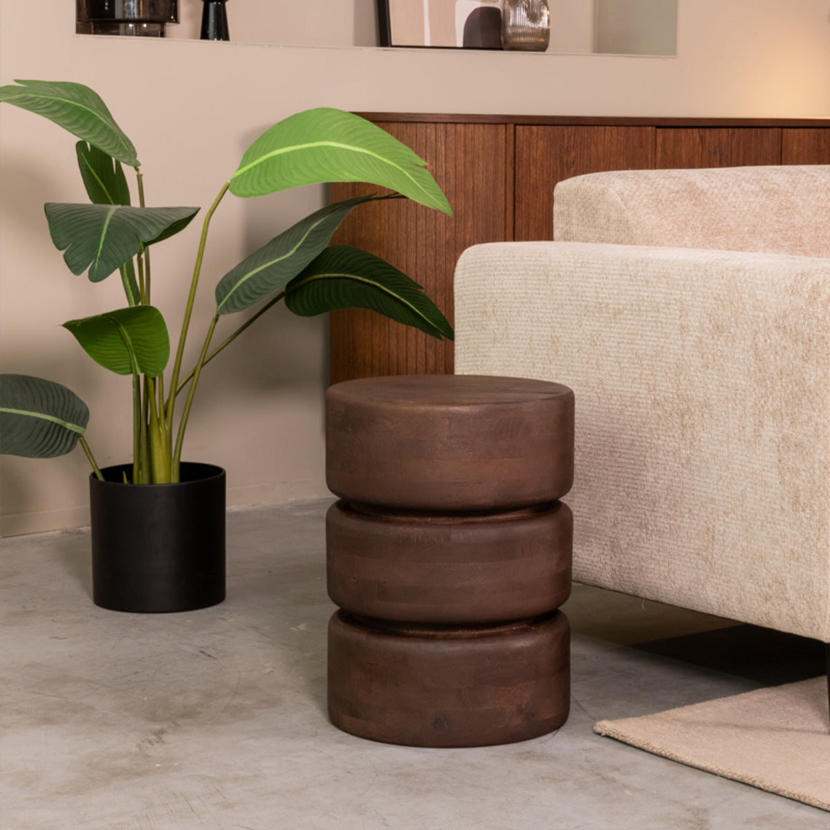 Label51 - Table d'appoint Milly - Bois de manguier - Espresso - 35 x 35 x 47 cm
