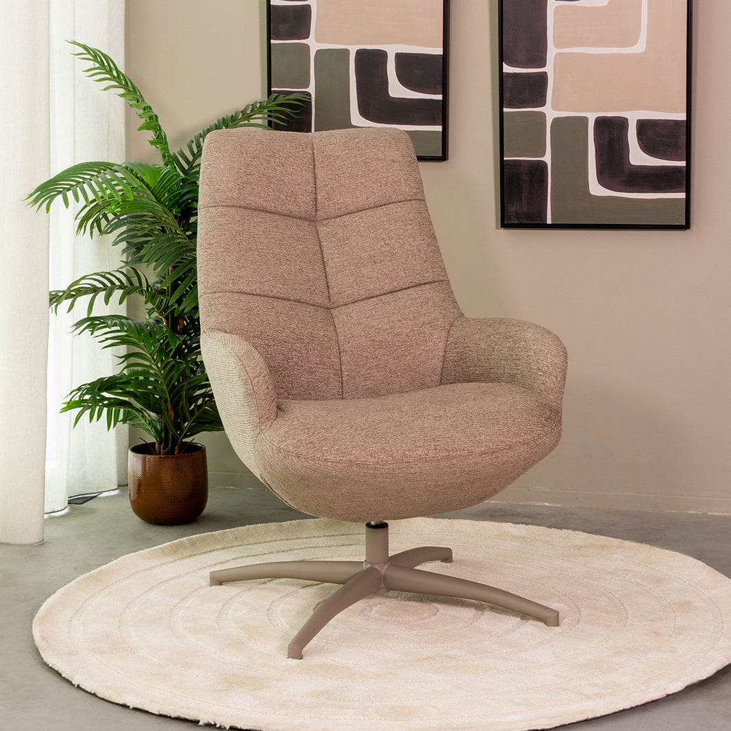 Label51 - Draaifauteuil Winston - Stof - Taupe - 73 x 82 x 106 cm