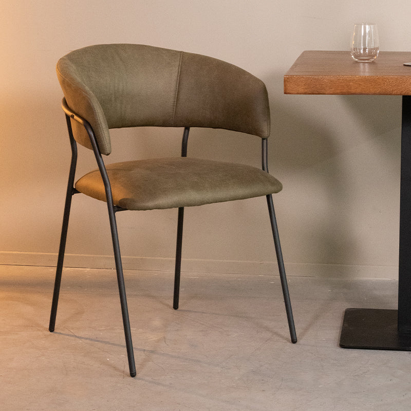 Label51 - Chaise de salle à manger Luuk - Microsuède - Vert mousse - 58 x 45 x 80 cm