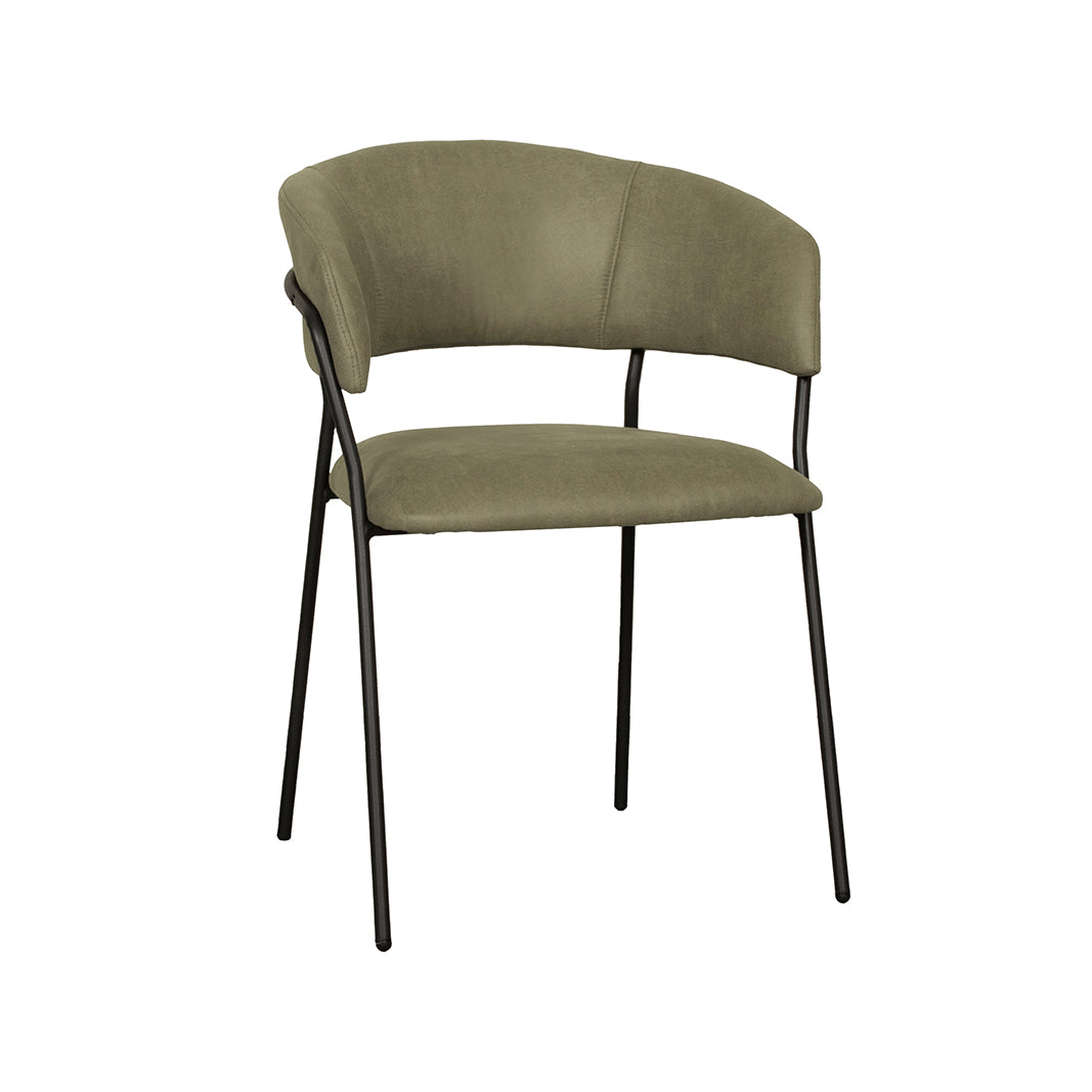 Label51 - Chaise de salle à manger Luuk - Microsuède - Vert mousse - 58 x 45 x 80 cm
