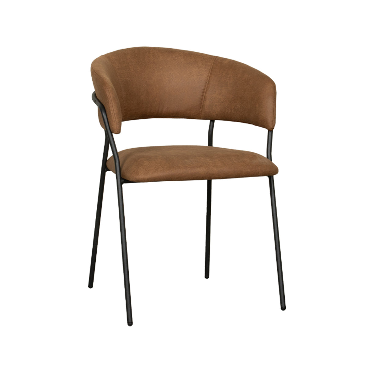 Label51 - Eetkamerstoel Luuk - Microsuède - Cognac - 58 x 45 x 80 cm