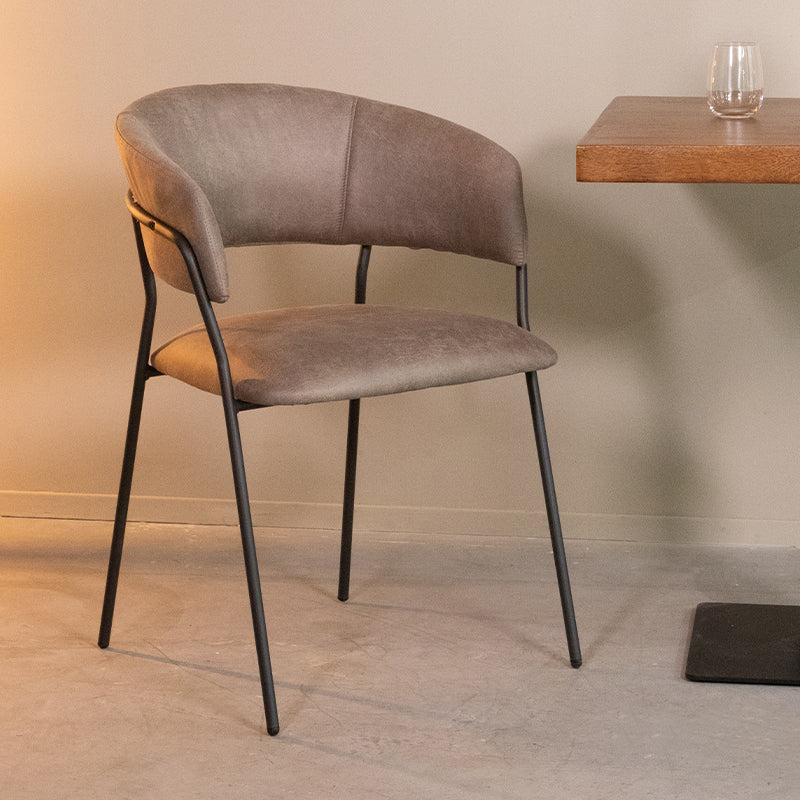 Label51 - Chaise de salle à manger Luuk - Microsuède - Taupe - 58 x 45 x 80 cm