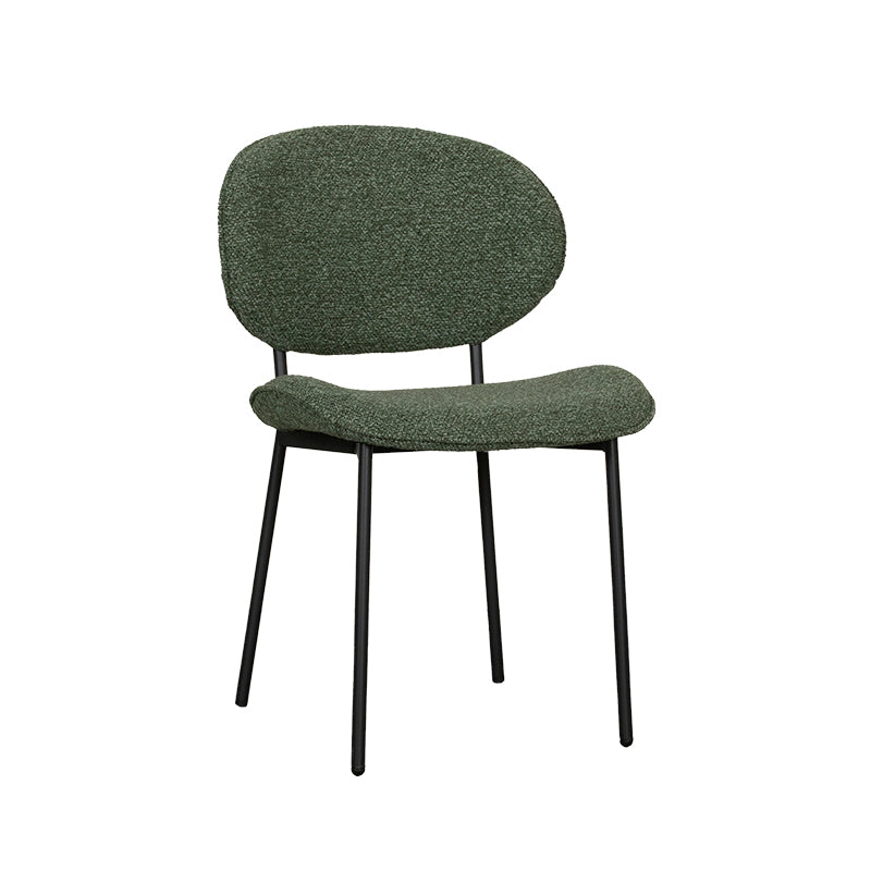 Label51 - Eetkamerstoel Senn - Bouclé - Bosgroen - 59 x 53 x 85 cm
