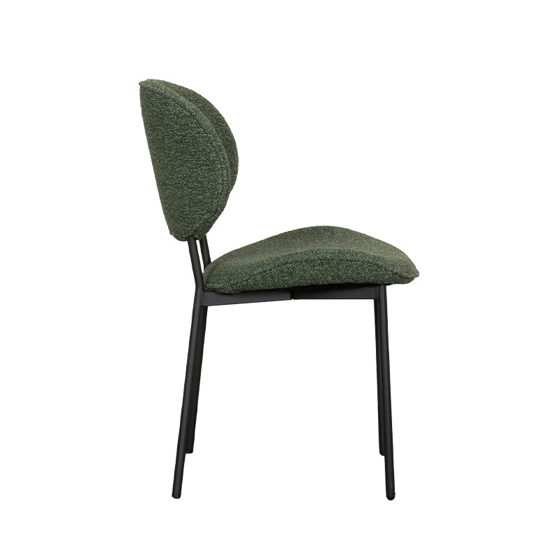 Label51 - Eetkamerstoel Senn - Bouclé - Bosgroen - 59 x 53 x 85 cm