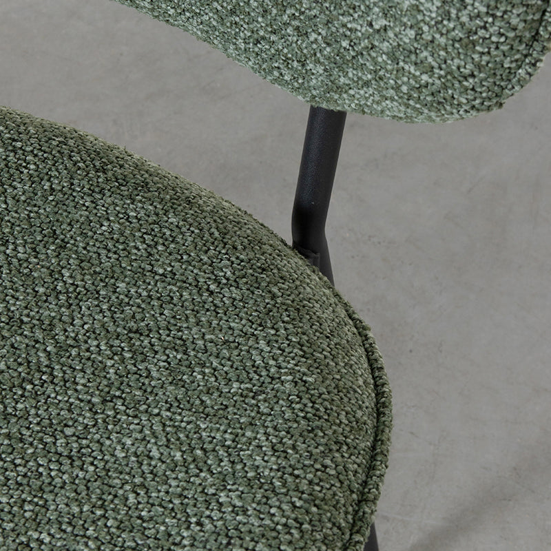 Label51 - Eetkamerstoel Senn - Bouclé - Bosgroen - 59 x 53 x 85 cm