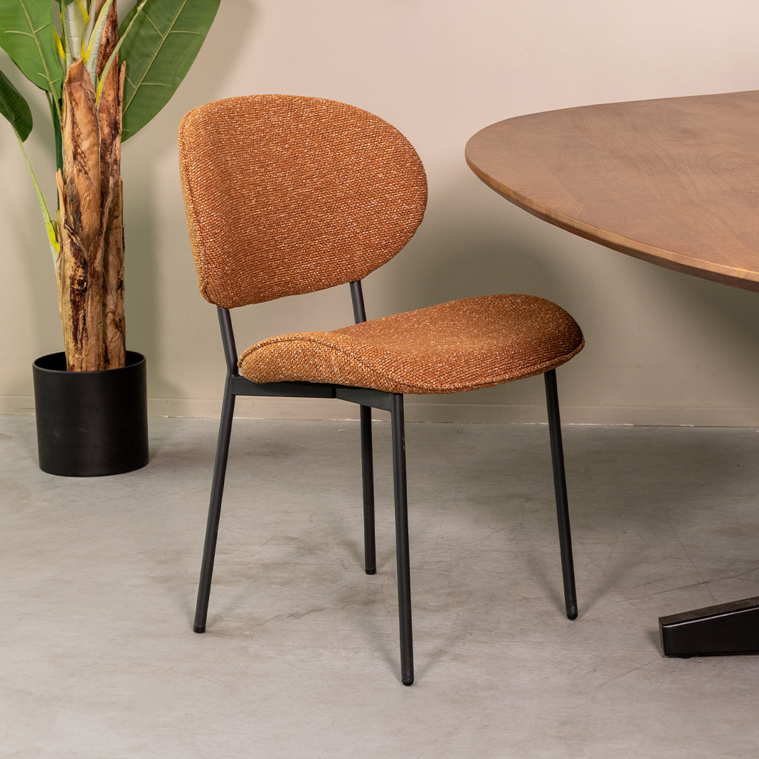 Label51 - Chaise de salle à manger Senn - Bouclette - Corail - 59 x 53 x 85 cm