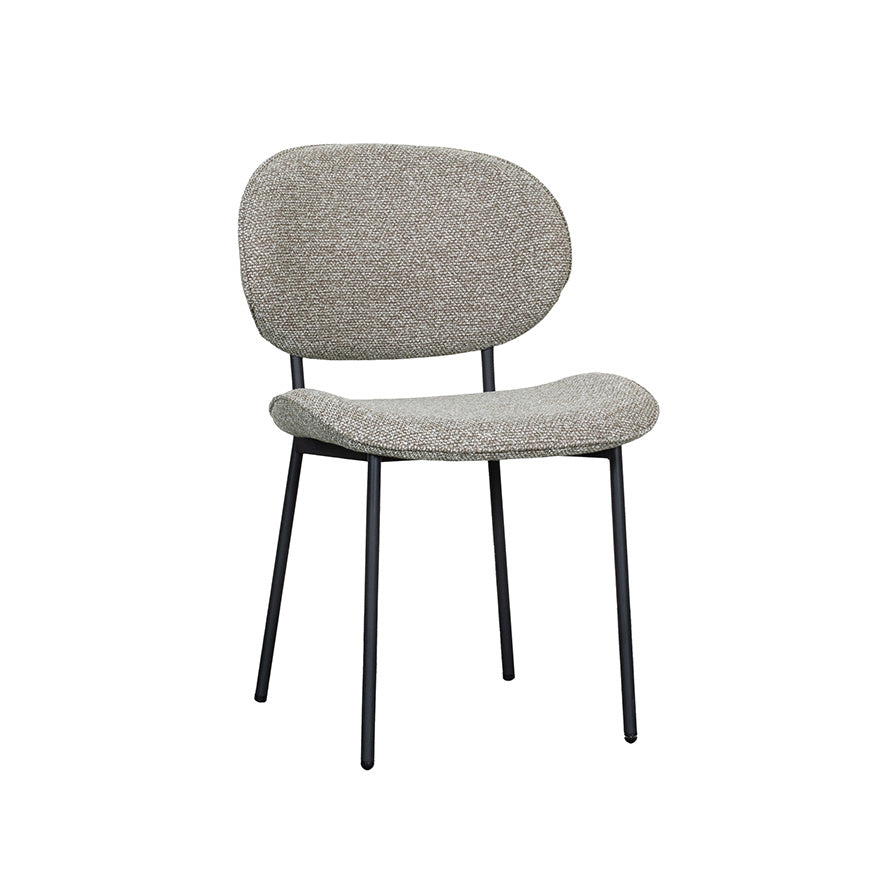 Label51 - Eetkamerstoel Senn - Bouclé - Mushroom - 59 x 53 x 85 cm