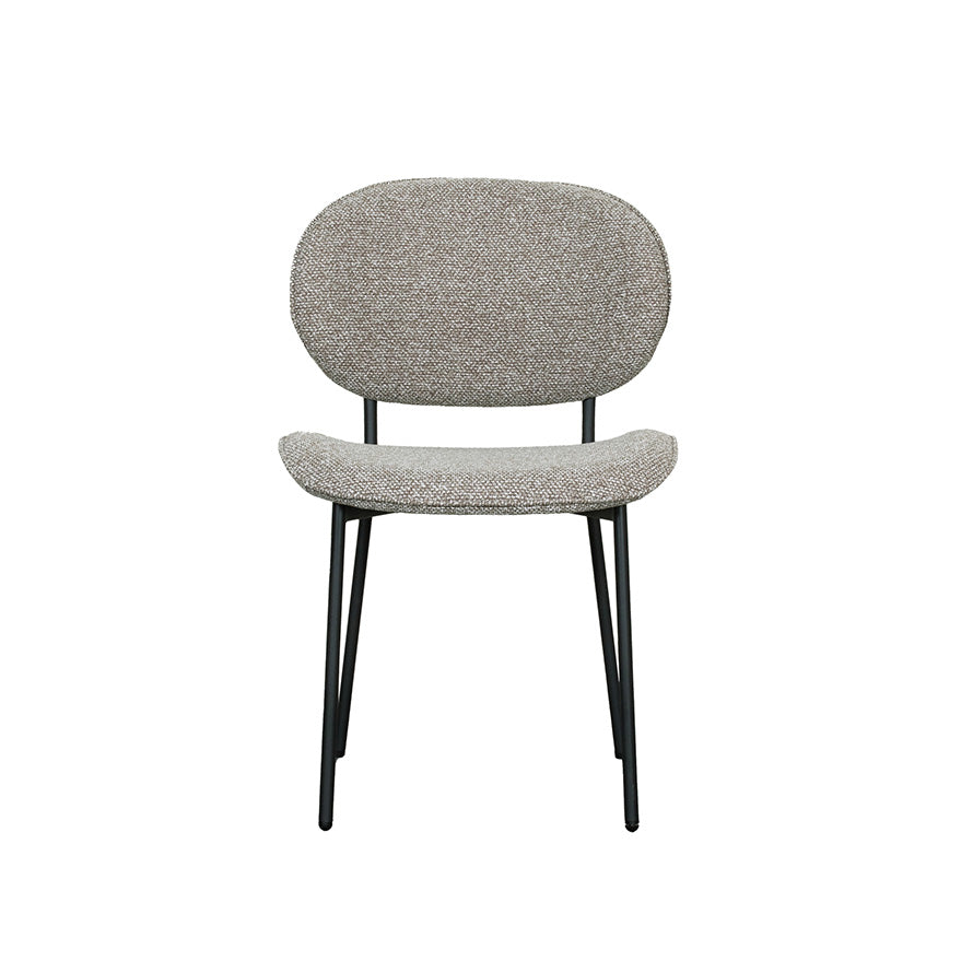 Label51 - Eetkamerstoel Senn - Bouclé - Mushroom - 59 x 53 x 85 cm