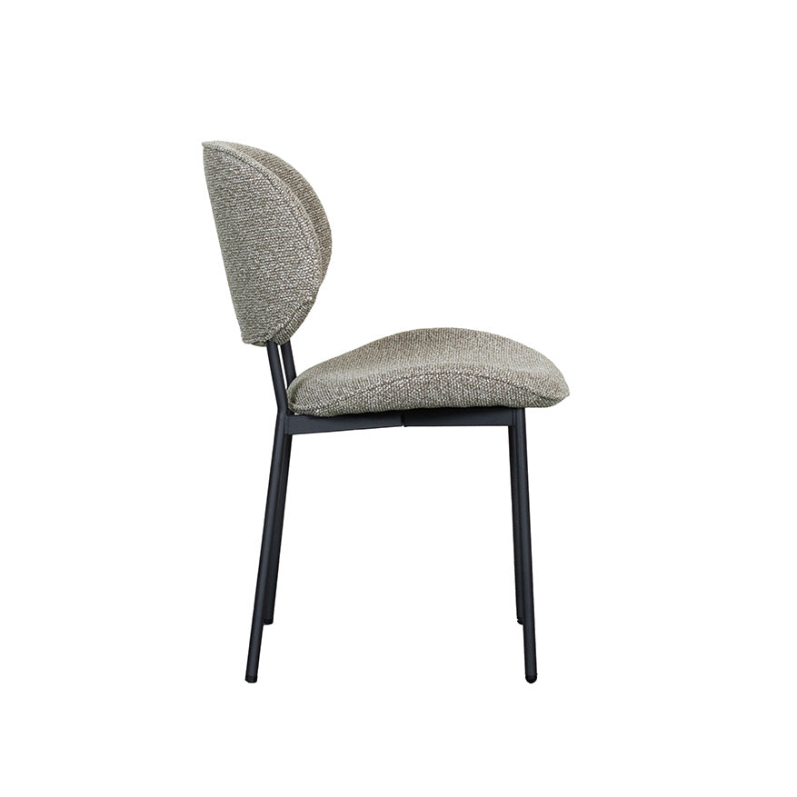 Label51 - Eetkamerstoel Senn - Bouclé - Mushroom - 59 x 53 x 85 cm
