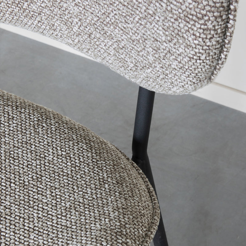 Label51 - Eetkamerstoel Senn - Bouclé - Mushroom - 59 x 53 x 85 cm