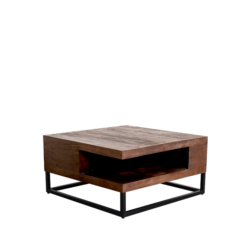 Label51 - Table basse Cube - Bois de manguier - Naturel - 80 x 80 x 40 cm