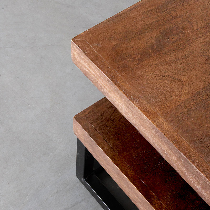 Label51 - Table basse Cube - Bois de manguier - Naturel - 80 x 80 x 40 cm
