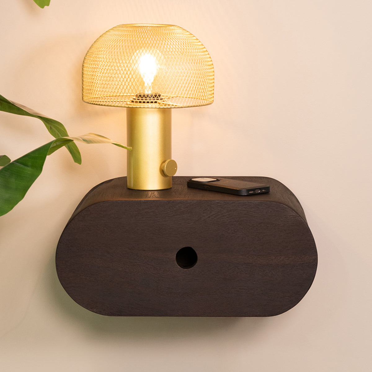 Label51 - Wandconsole Rise - Mangohout - Espresso - 45 x 30 x 20 cm