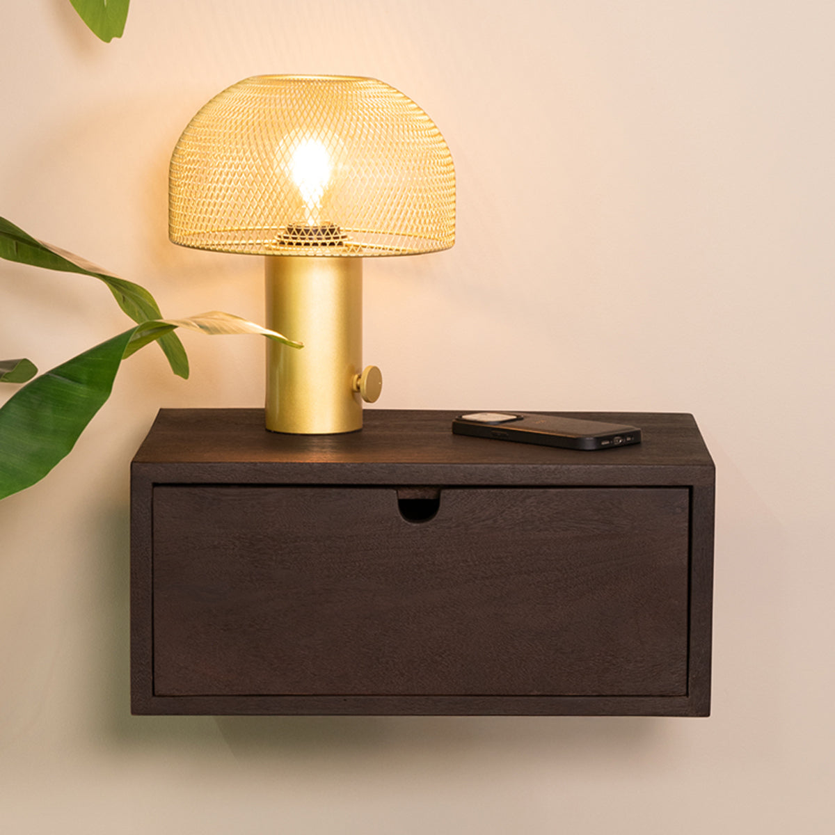 Label51 - Console murale Hover - Bois de manguier - Espresso - 45 x 30 x 20 cm