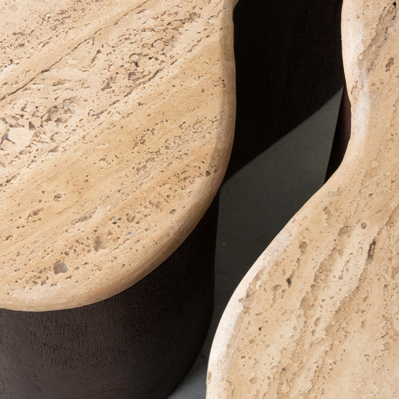 Label51 - Table basse Davi - Travertin - 50 x 35 x 31 cm