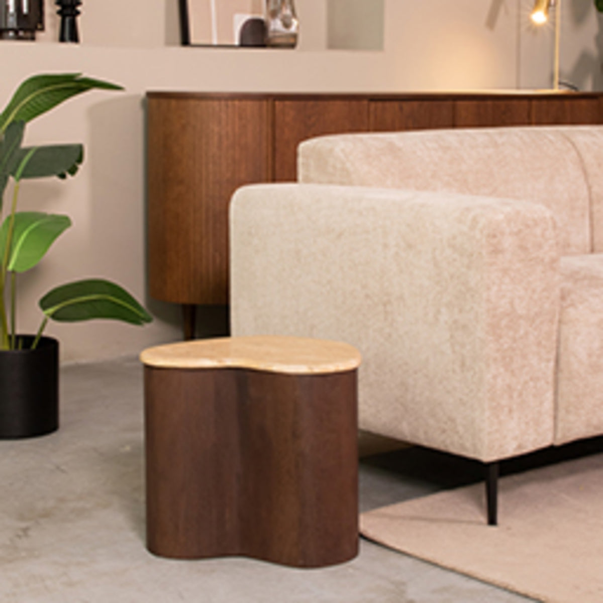 Label51 - Table d'appoint Davi - Travertin - 40 x 30 x 45 cm
