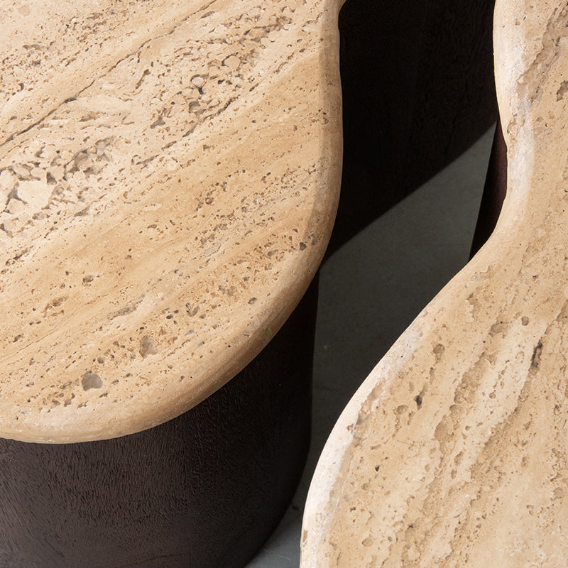Label51 - Table d'appoint Davi - Travertin - 40 x 30 x 45 cm