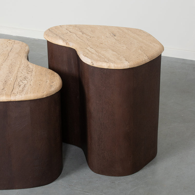 Label51 - Table d'appoint Davi - Travertin - 40 x 30 x 45 cm
