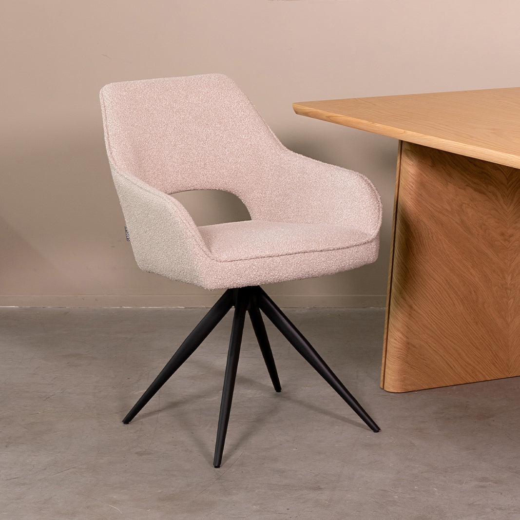 Label51 - Chaise de salle à manger Finley - Bouclette - Naturel - 60 x 59 x 85 cm
