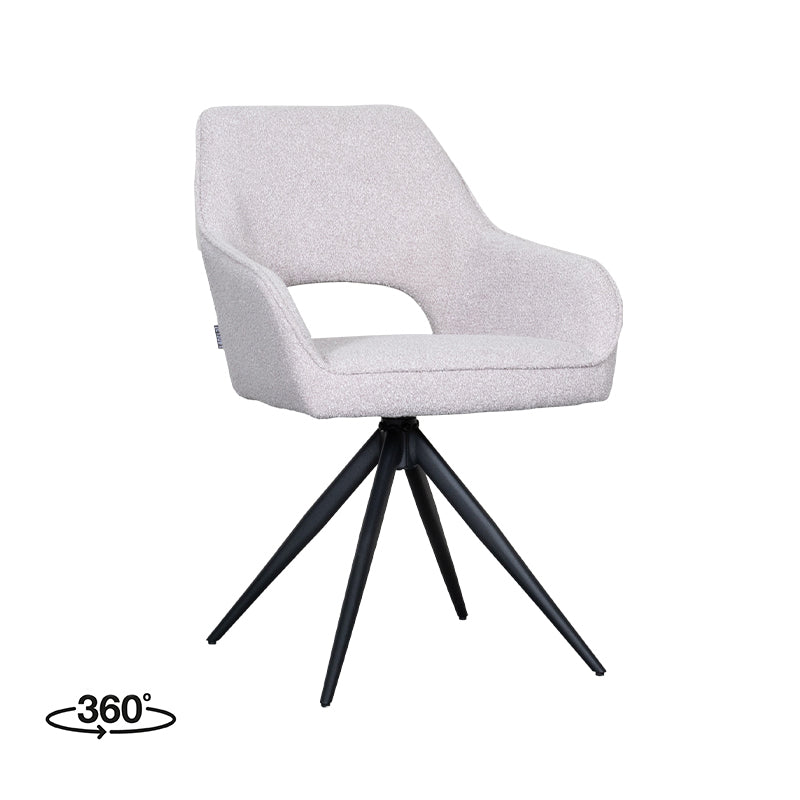 Label51 - Chaise de salle à manger Finley - Bouclette - Naturel - 60 x 59 x 85 cm